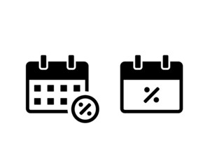 Calendar with percent icon. Discount calendar. Vector illustration
