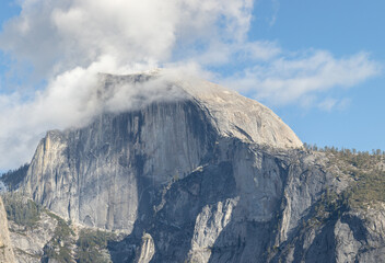 Half Dome in the clouds - Up close