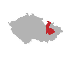 Czech map with Olomouc region red highlight