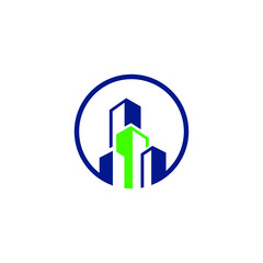 Circle and apartment building logo vector stock illustration