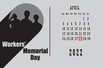 Calendar page Workers Memorial Day