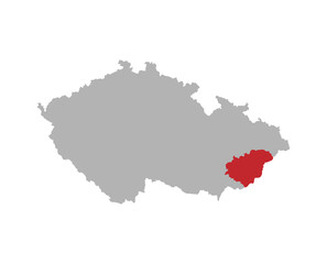 Czech map with Zlin region red highlight