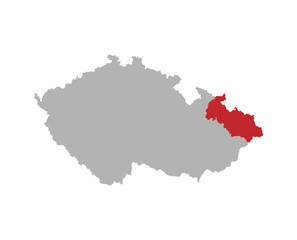 Czech map with Moravian Silesian region highlight