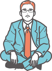 座り込んで放心するビジネスマン