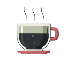 A cup of hot coffee. Vector illustration. Americano black coffee.