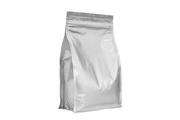 Foil plastic paper bag on white background with clipping path