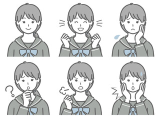女子学生の色々な表情