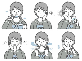 口の中に異常がある女子学生