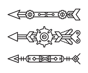 arrows vector line illustration steampunk style
