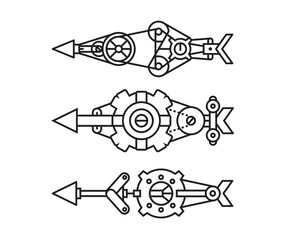 arrows vector line illustration steampunk style