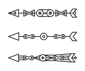 tribal arrows dividers vector line art