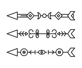 tribal arrows dividers vector line art