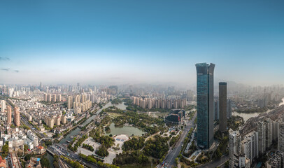 aerial photography wenzhou city architecture landscape skyline panorama
