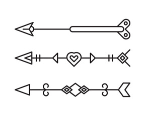 tribal arrows dividers vector line art