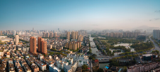 aerial photography wenzhou city architecture landscape skyline panorama