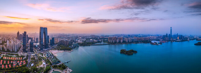 aerial photography suzhou city building landscape skyline