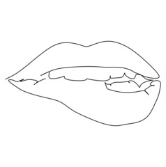 Continuous one line drawing of  sexy woman's lips. Vector illustration modern single line draw for poster or wall decoration and beauty promotion media