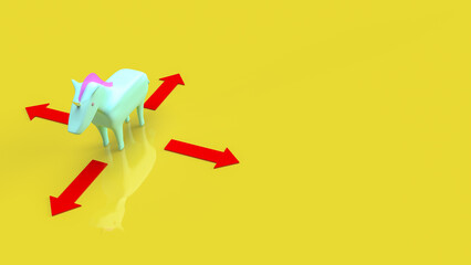 The unicorn and arrow for business concept 3d rendering.