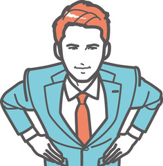 腰に手を当てるビジネスマンC　俯瞰