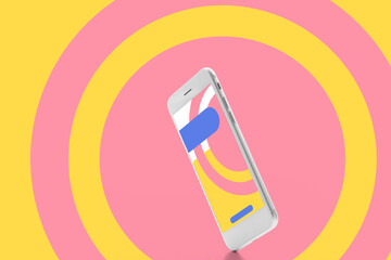 Modern smartphone on colorful background