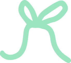 simple bow isolated vector hand drawing green from ribbon