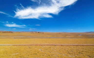 Natural scenery of blue sky mountains in Tibet