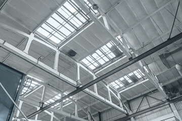 industrial roof with rafters and beams structure