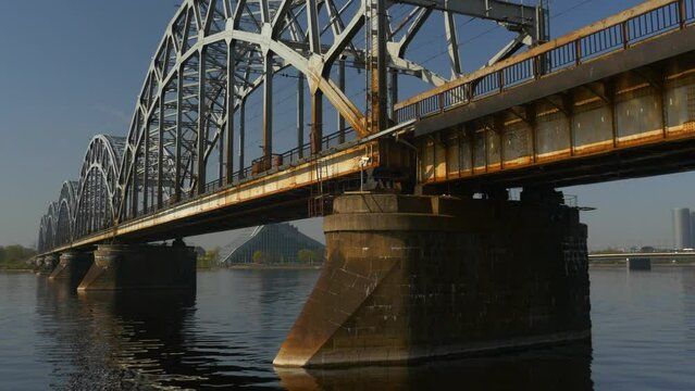 The Railway bridge in Riga. Sunshine