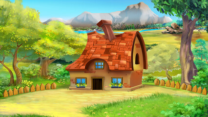 Obraz na płótnie Canvas Fairy tale cartoon garden house 03