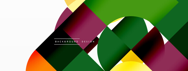 Obraz premium Beautiful abstract background. Circles, triangle shapes, and squares. Minimal geometric template for wallpaper, banner, background or landing