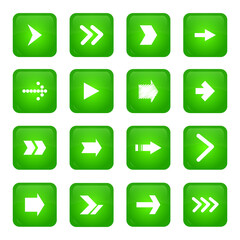 Arrow glossy square icon set vector