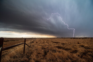 Naklejka na ściany i meble Lightning Over Ranch in Texas