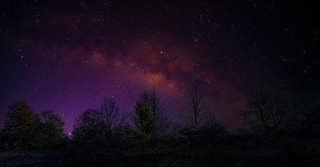 Obraz na płótnie Canvas Milky Way at night in autumn , 