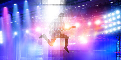 Online music play concept . Mixed media