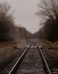 railroad in the fog