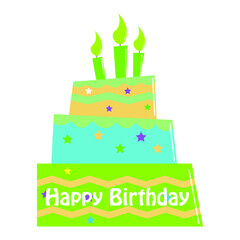 Cake and Happy Birthday vector illustration
