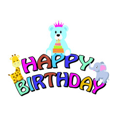 Cake and Happy Birthday vector illustration