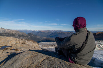 person in the mountains