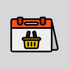 Shopping date icon in filled line style, use for website mobile app presentation