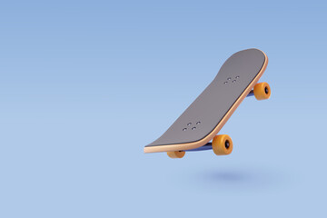 3d Vector Skateboard on blue, Extreme sport and recreation concept.