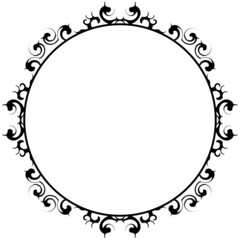 オーナメントの円形フレーム　ブラック