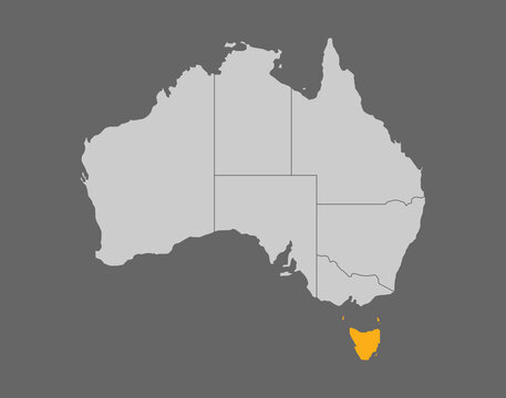 Tasmania highlight vector map on gray background
