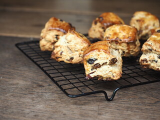 square shaped raisin scones
