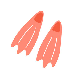 Сute diving flippers, isolated on white, vector Icon.  Flat cartoon illustration, clipart.