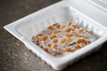 Close-up of fermented soybeans, natto