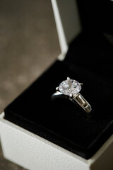 silver diamond ring close-up