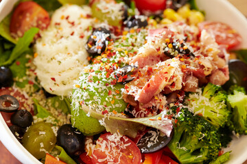 Raw Ham Cheese Vegetable Salad