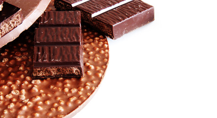 chocolate pieces  on white background