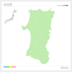 秋田県の地図・Akita Map