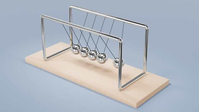 Newton's cradle - a device with swinging spheres - 3d rendering seamless looped animation
